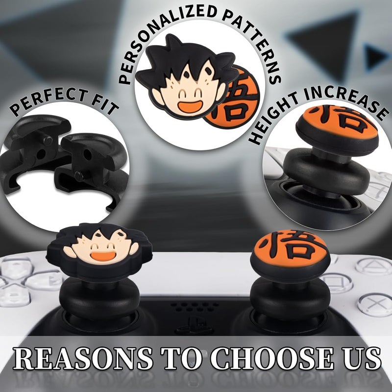 PlayRealm NO Falling Off Thumbstick Extender x 2 & Thumb Grip x 4 for PS5 & PS4 Controller (Goku) - Image 4